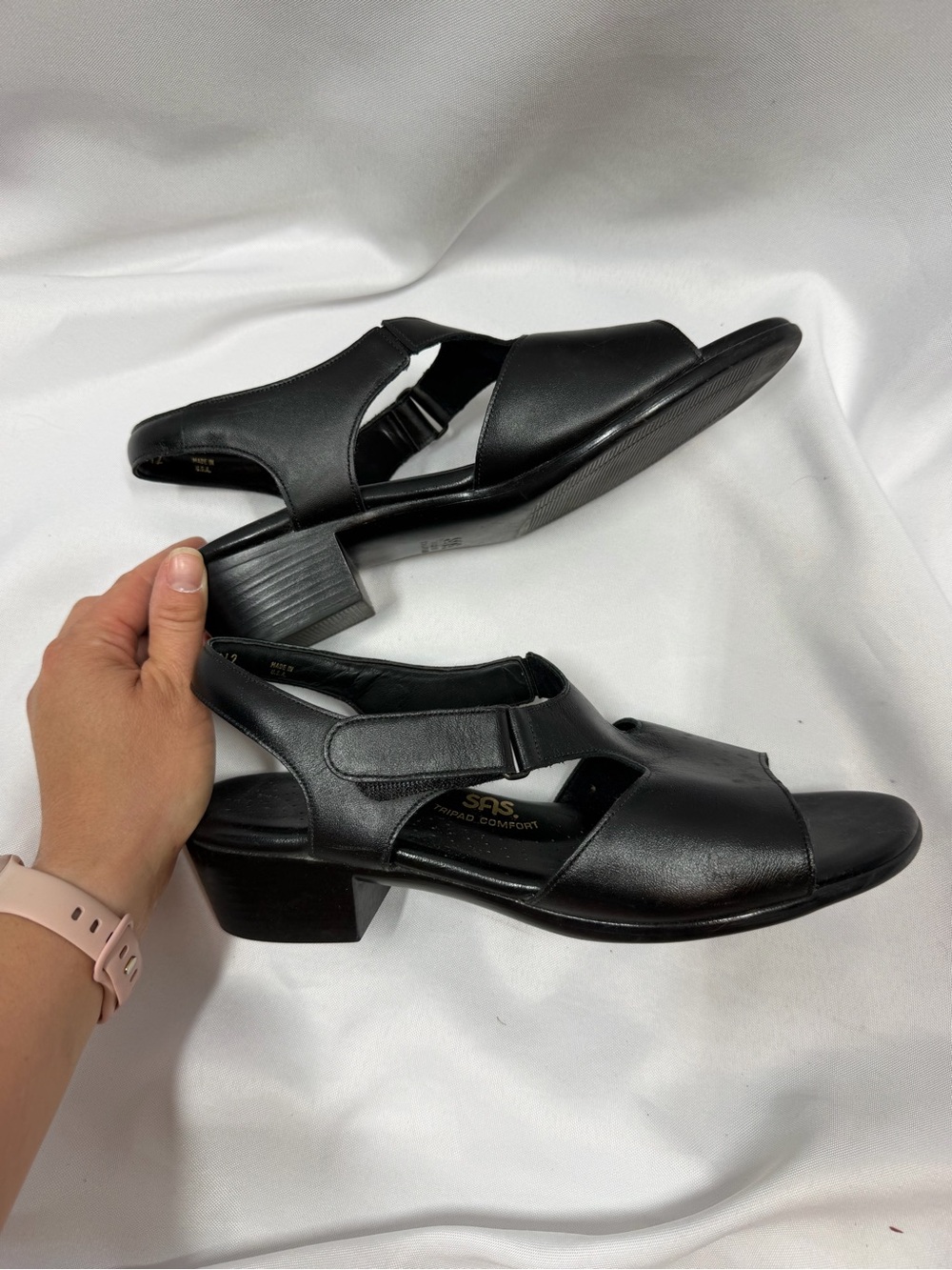 SAS | Suntimer Black Leather Sandals Shoes Open Toe Women's Size 10.5 M - Picture 8 of 10